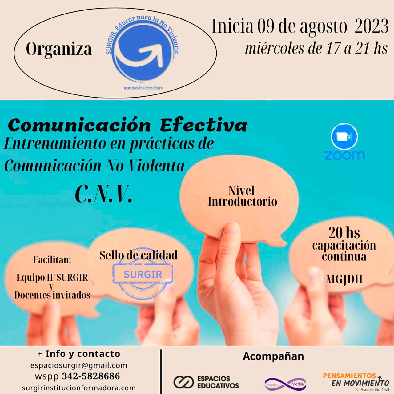 COMUNICACIÓN EFECTIVA. Entrenamiento en prácticas de Comunicación No Violenta (CNV)