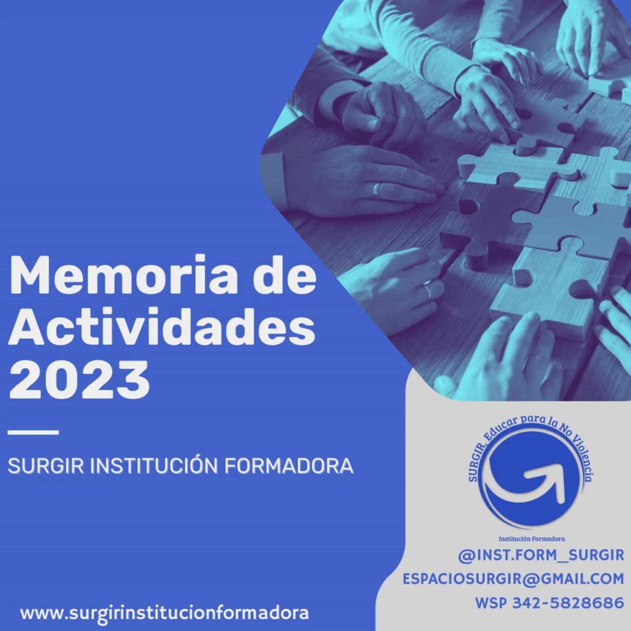 Memoria de las Actividades 2023 SURGIR, Institución Formadora